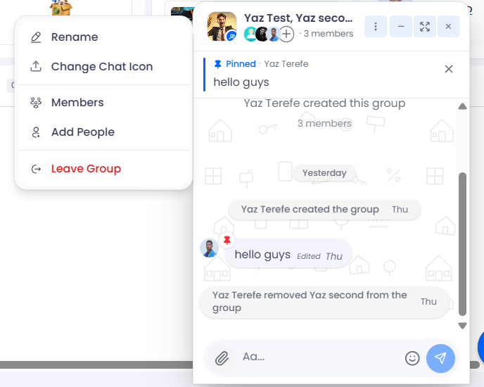 The group conversation header with the options (three-dots) button.