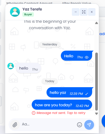 A sent message marked read, with an eye icon.