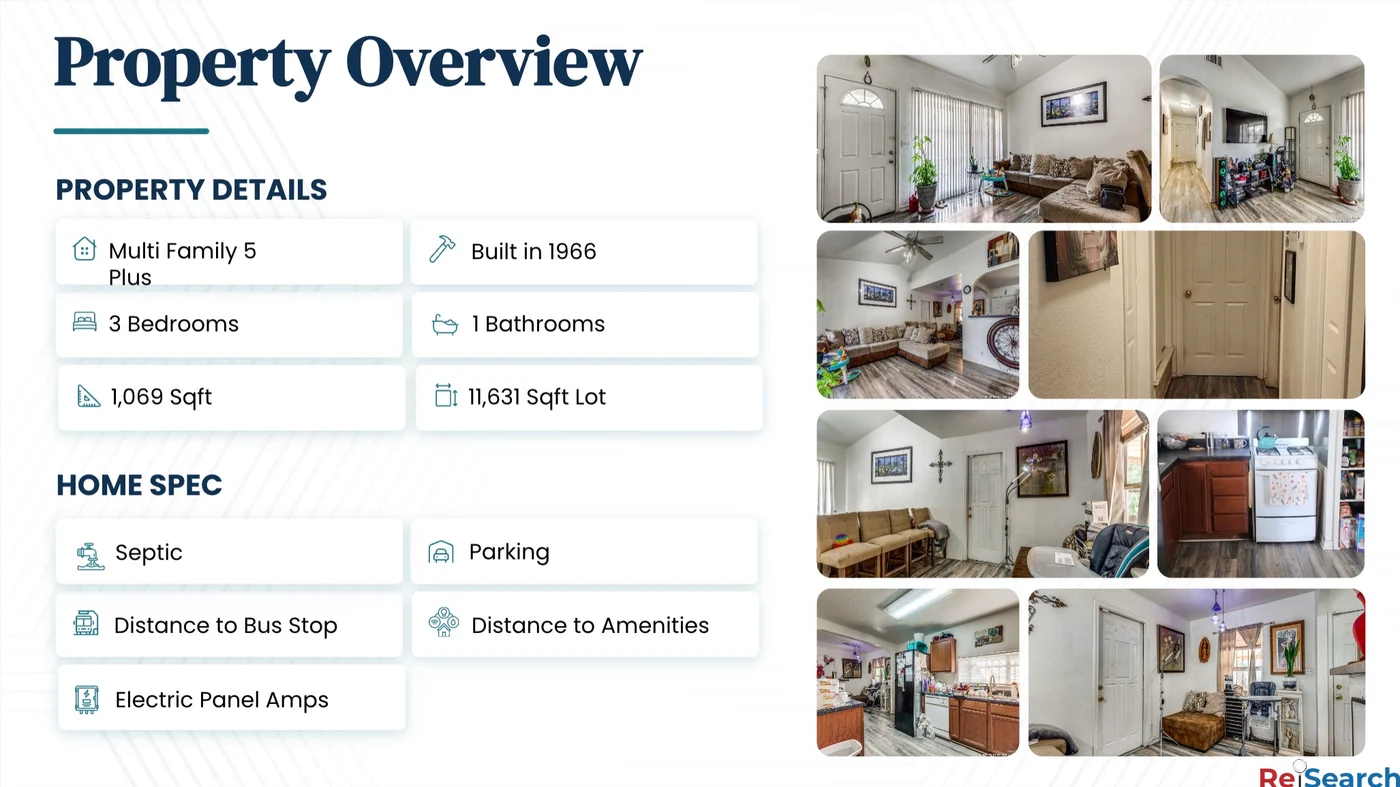 Public-template property overview populated with photos and property details
