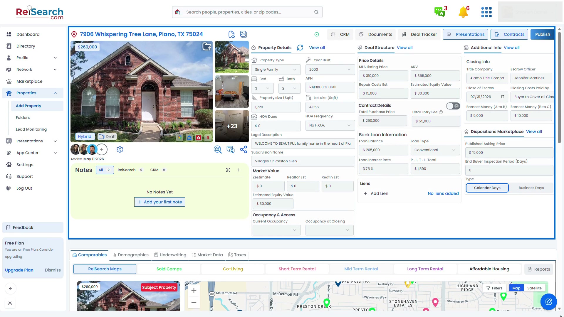 ReiSearch property research and deal workspace